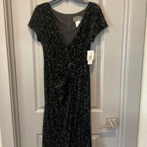 Faux Wrap Cocktail Dress in burnt velvet black